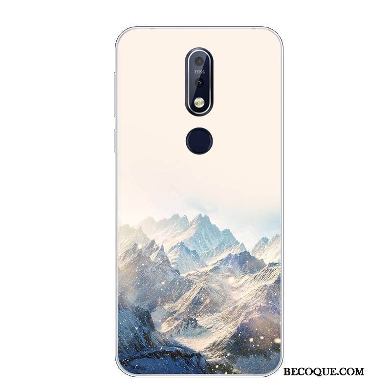 Kuori Nokia 7.1 Suojaus Valkoinen Puhelimen Kuoret, Kotelo Nokia 7.1 Pehmeä Neste Ihana