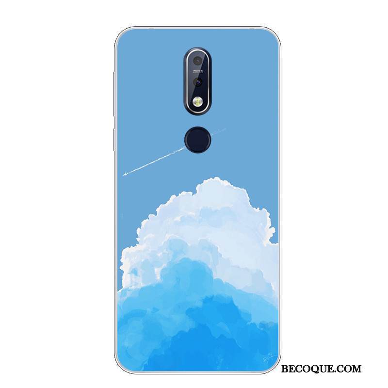 Kuori Nokia 7.1 Suojaus Valkoinen Puhelimen Kuoret, Kotelo Nokia 7.1 Pehmeä Neste Ihana