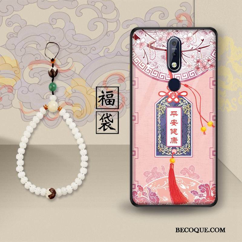 Kuori Nokia 7.1 Tuki Trendi Lasi, Kotelo Nokia 7.1 Suojaus Puhelimen Kuoret Lohikäärme