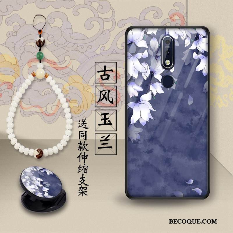 Kuori Nokia 7.1 Tuki Trendi Lasi, Kotelo Nokia 7.1 Suojaus Puhelimen Kuoret Lohikäärme