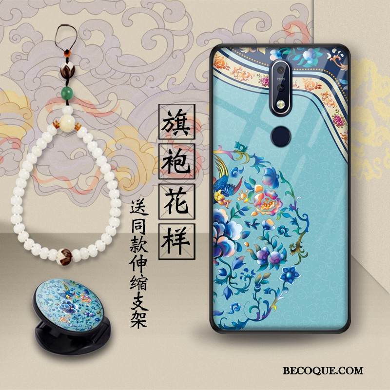 Kuori Nokia 7.1 Tuki Trendi Lasi, Kotelo Nokia 7.1 Suojaus Puhelimen Kuoret Lohikäärme