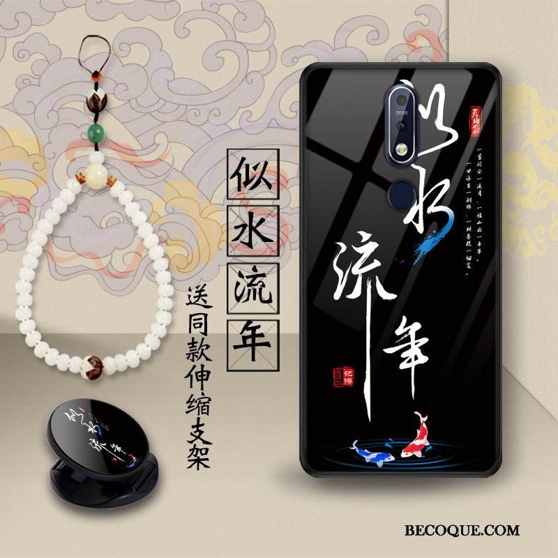 Kuori Nokia 7.1 Tuki Trendi Lasi, Kotelo Nokia 7.1 Suojaus Puhelimen Kuoret Lohikäärme