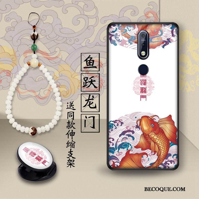 Kuori Nokia 7.1 Tuki Trendi Lasi, Kotelo Nokia 7.1 Suojaus Puhelimen Kuoret Lohikäärme