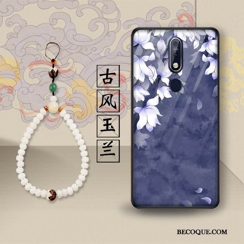 Kuori Nokia 7.1 Tuki Trendi Lasi, Kotelo Nokia 7.1 Suojaus Puhelimen Kuoret Lohikäärme