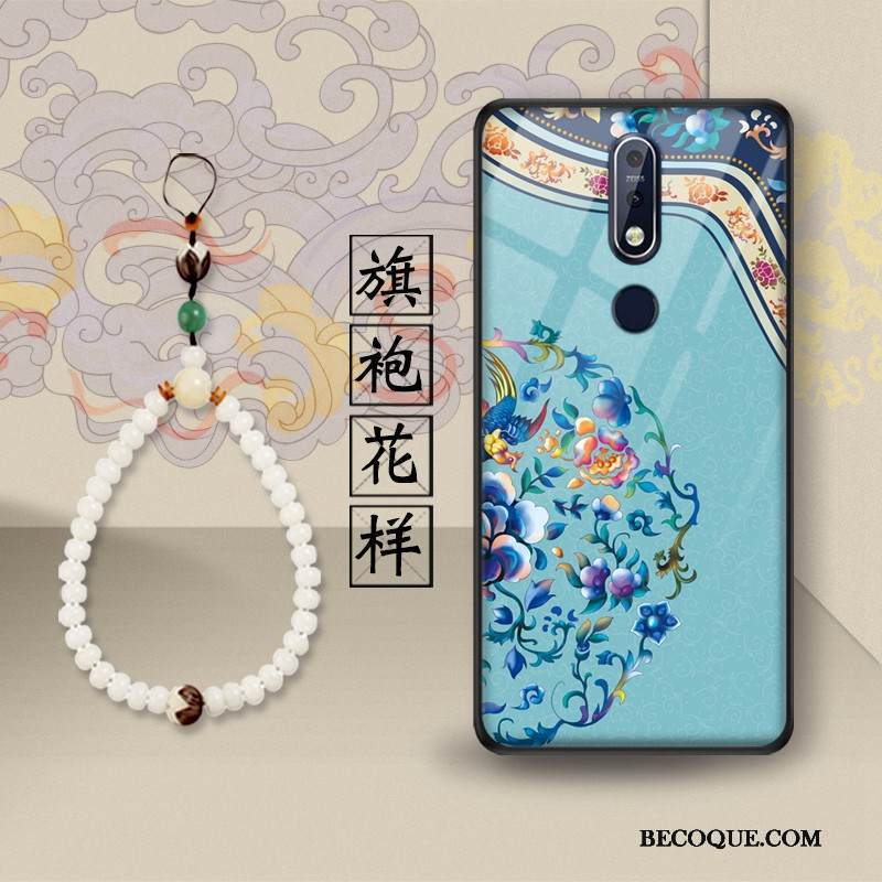 Kuori Nokia 7.1 Tuki Trendi Lasi, Kotelo Nokia 7.1 Suojaus Puhelimen Kuoret Lohikäärme