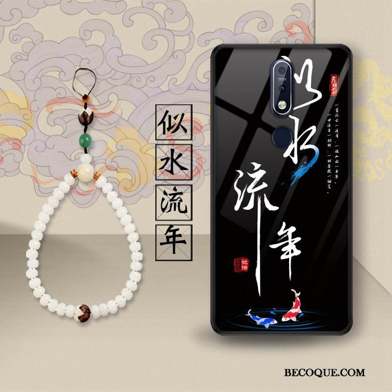 Kuori Nokia 7.1 Tuki Trendi Lasi, Kotelo Nokia 7.1 Suojaus Puhelimen Kuoret Lohikäärme