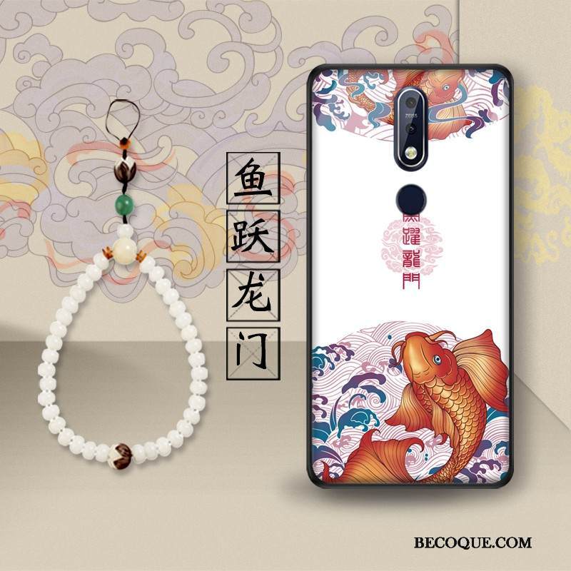 Kuori Nokia 7.1 Tuki Trendi Lasi, Kotelo Nokia 7.1 Suojaus Puhelimen Kuoret Lohikäärme