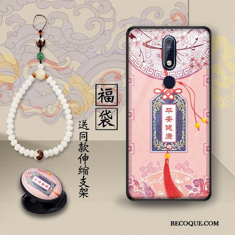 Kuori Nokia 7.1 Tuki Trendi Lasi, Kotelo Nokia 7.1 Suojaus Puhelimen Kuoret Lohikäärme