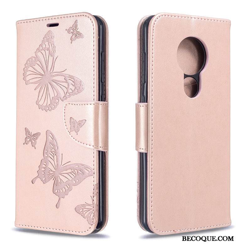 Kuori Nokia 7.2 Kuoret Kiinteä Väri Kukka, Kotelo Nokia 7.2 Nahka Puhelimen Kuoret Perhonen