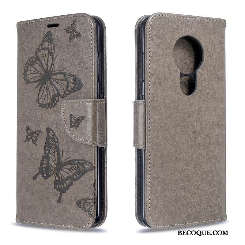 Kuori Nokia 7.2 Kuoret Kiinteä Väri Kukka, Kotelo Nokia 7.2 Nahka Puhelimen Kuoret Perhonen