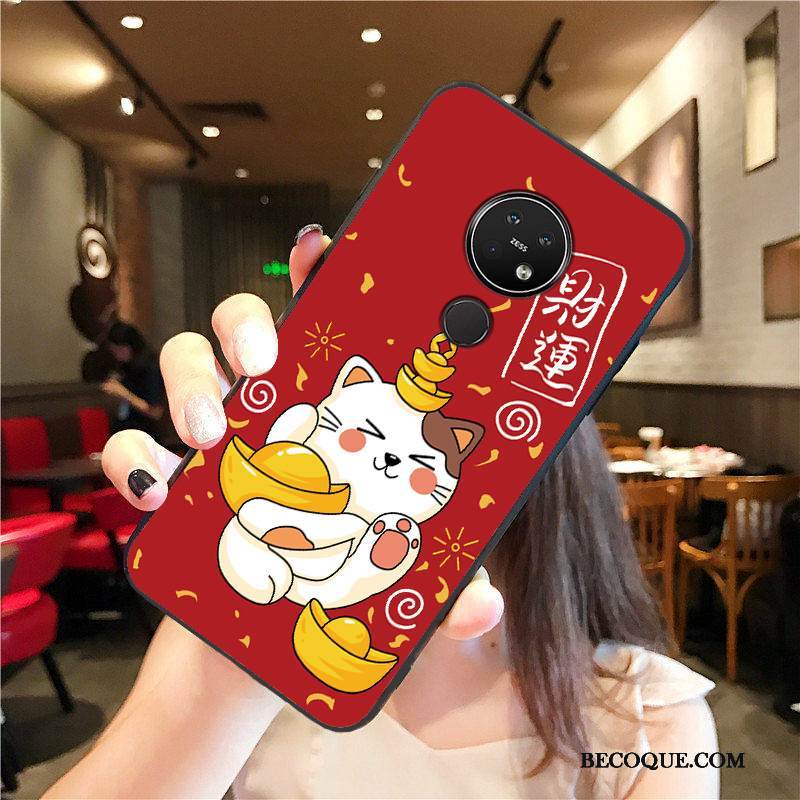 Kuori Nokia 7.2 Laukut Pesty Suede Rikkaus, Kotelo Nokia 7.2 Silikoni Puhelimen Kuoret Punainen