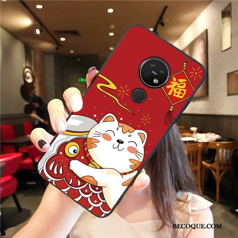 Kuori Nokia 7.2 Laukut Pesty Suede Rikkaus, Kotelo Nokia 7.2 Silikoni Puhelimen Kuoret Punainen