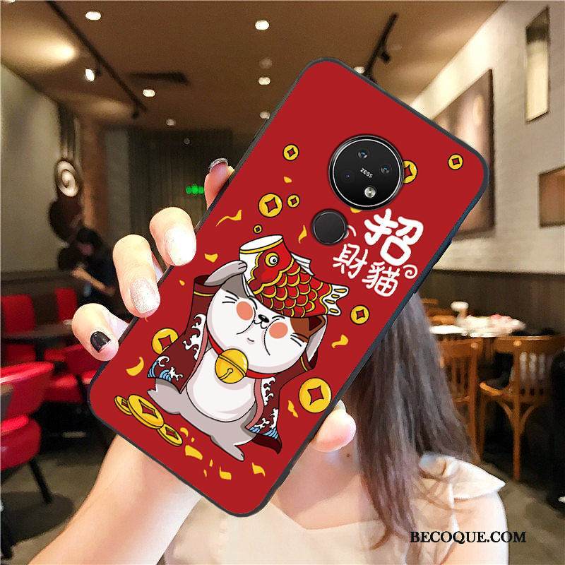 Kuori Nokia 7.2 Laukut Pesty Suede Rikkaus, Kotelo Nokia 7.2 Silikoni Puhelimen Kuoret Punainen