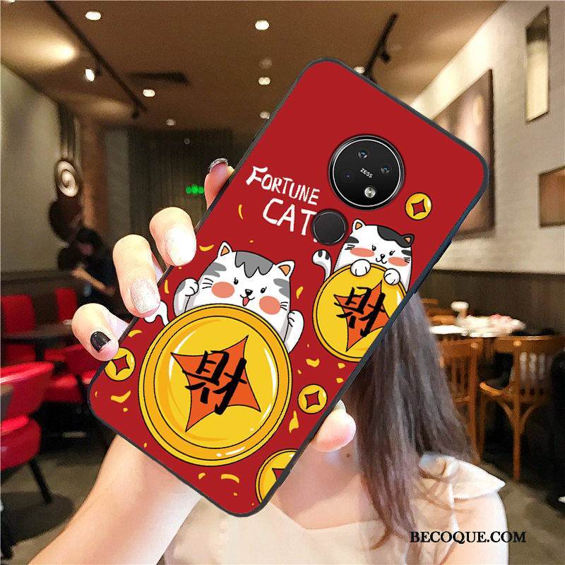 Kuori Nokia 7.2 Laukut Pesty Suede Rikkaus, Kotelo Nokia 7.2 Silikoni Puhelimen Kuoret Punainen