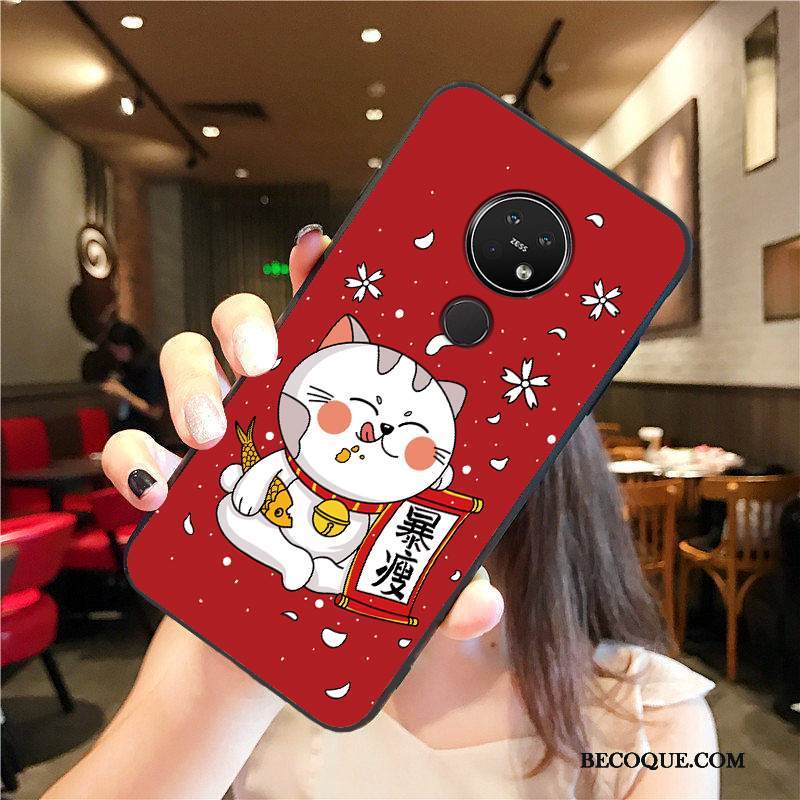 Kuori Nokia 7.2 Laukut Pesty Suede Rikkaus, Kotelo Nokia 7.2 Silikoni Puhelimen Kuoret Punainen