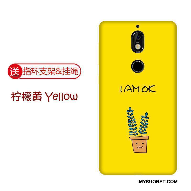 Kuori Nokia 7 Laukut Pesty Suede Puhelimen Kuoret, Kotelo Nokia 7 Sarjakuva Trendi Keltainen