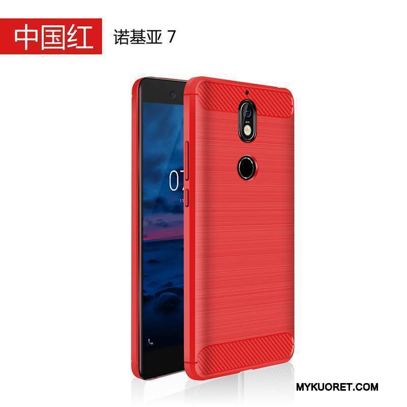 Kuori Nokia 7 Laukut Puhelimen Kuoret Pesty Suede, Kotelo Nokia 7 Suojaus Punainen Murtumaton