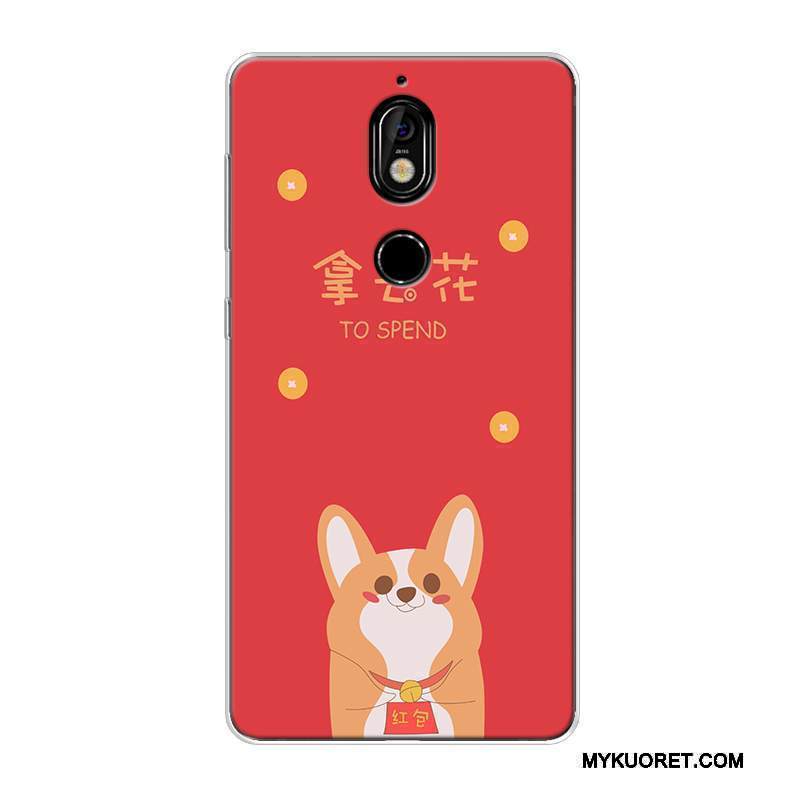 Kuori Nokia 7 Laukut Rikkaus Murtumaton, Kotelo Nokia 7 Silikoni Pesty Suede Kissa