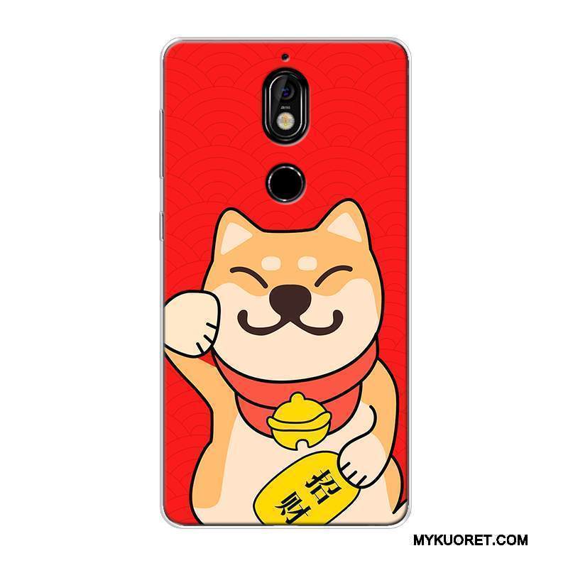Kuori Nokia 7 Laukut Rikkaus Murtumaton, Kotelo Nokia 7 Silikoni Pesty Suede Kissa