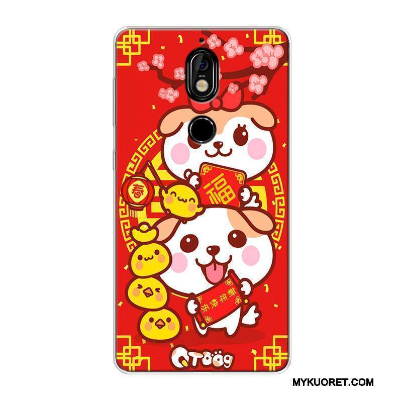 Kuori Nokia 7 Laukut Rikkaus Murtumaton, Kotelo Nokia 7 Silikoni Pesty Suede Kissa