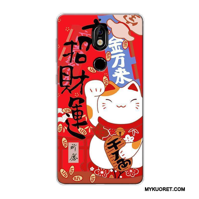 Kuori Nokia 7 Laukut Rikkaus Murtumaton, Kotelo Nokia 7 Silikoni Pesty Suede Kissa