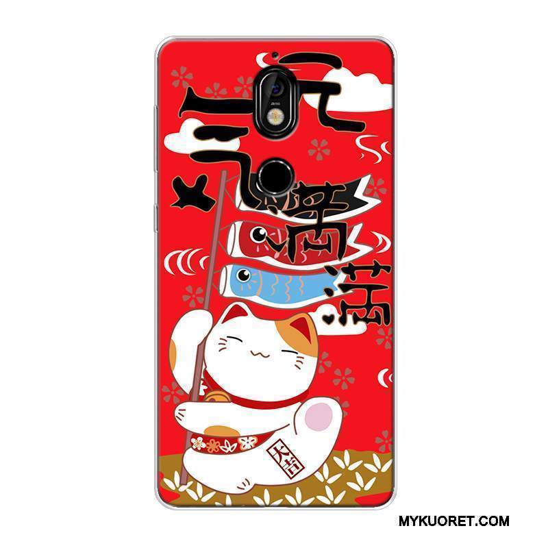 Kuori Nokia 7 Laukut Rikkaus Murtumaton, Kotelo Nokia 7 Silikoni Pesty Suede Kissa