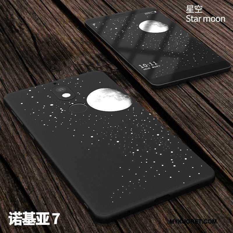Kuori Nokia 7 Pehmeä Neste Murtumaton Puhelimen Kuoret, Kotelo Nokia 7 Suojaus Musta Pesty Suede