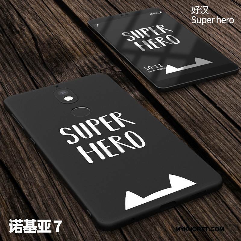 Kuori Nokia 7 Pehmeä Neste Murtumaton Puhelimen Kuoret, Kotelo Nokia 7 Suojaus Musta Pesty Suede