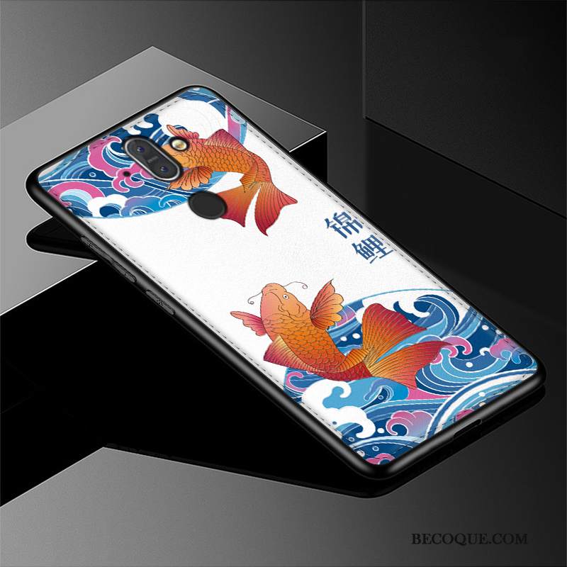 Kuori Nokia 7 Plus Kohokuviointi Murtumaton Puhelimen Kuoret, Kotelo Nokia 7 Plus Pehmeä Neste Kukkakuvio Vihreä