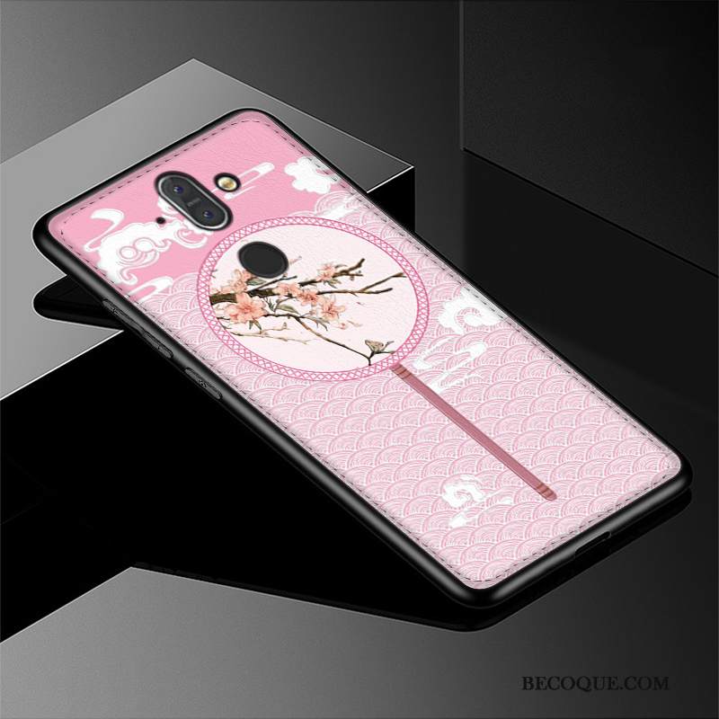 Kuori Nokia 7 Plus Kohokuviointi Murtumaton Puhelimen Kuoret, Kotelo Nokia 7 Plus Pehmeä Neste Kukkakuvio Vihreä