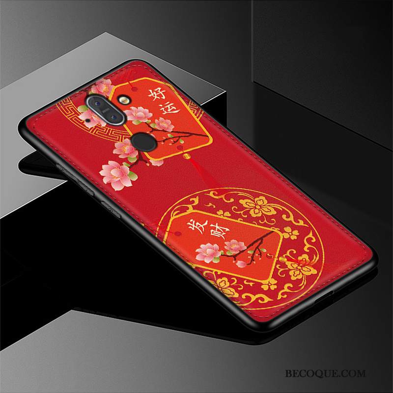 Kuori Nokia 7 Plus Kohokuviointi Murtumaton Puhelimen Kuoret, Kotelo Nokia 7 Plus Pehmeä Neste Kukkakuvio Vihreä