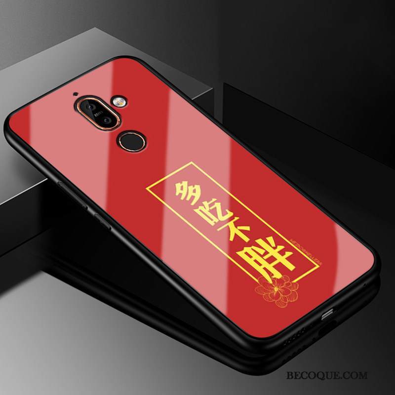 Kuori Nokia 7 Plus Laukut Puhelimen Kuoret Punainen, Kotelo Nokia 7 Plus Suojaus Trendi Lasi