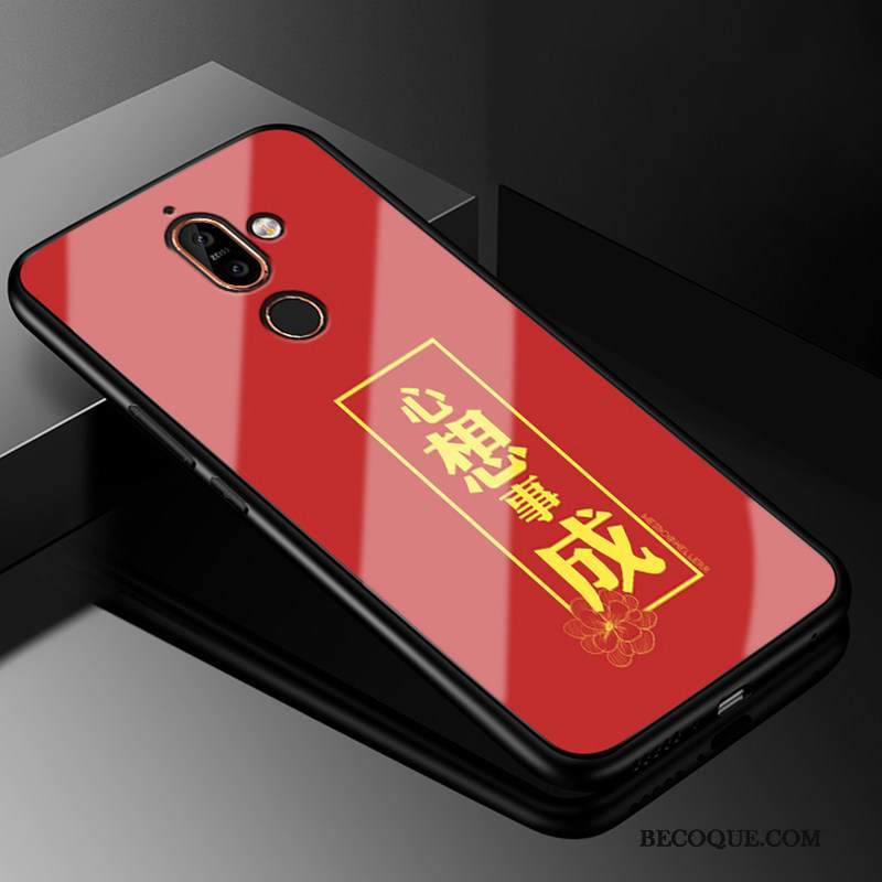 Kuori Nokia 7 Plus Laukut Puhelimen Kuoret Punainen, Kotelo Nokia 7 Plus Suojaus Trendi Lasi