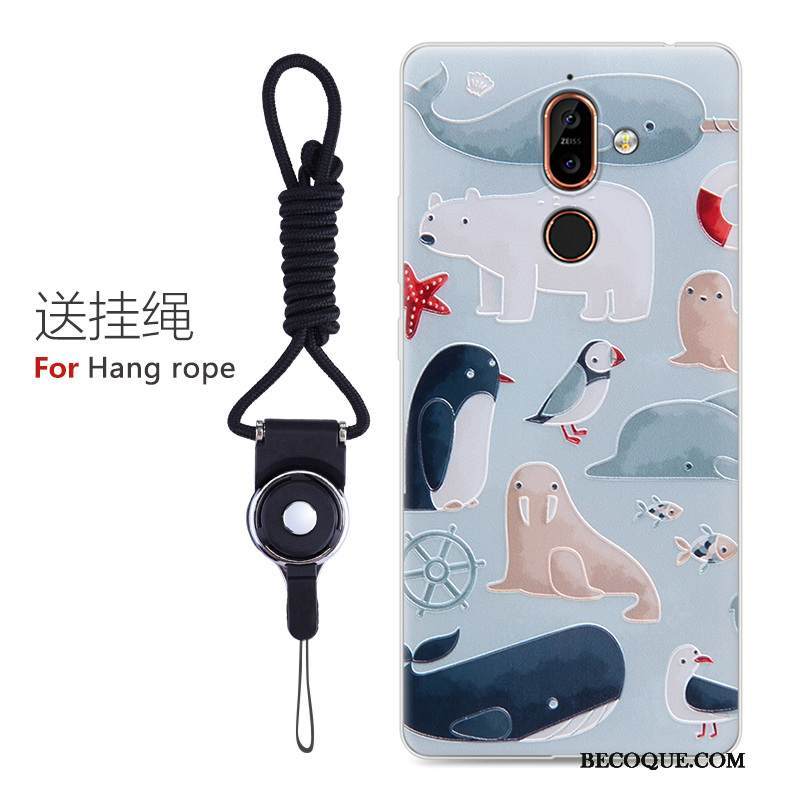 Kuori Nokia 7 Plus Pehmeä Neste Puhelimen Kuoret Persoonallisuus, Kotelo Nokia 7 Plus Sarjakuva Sininen