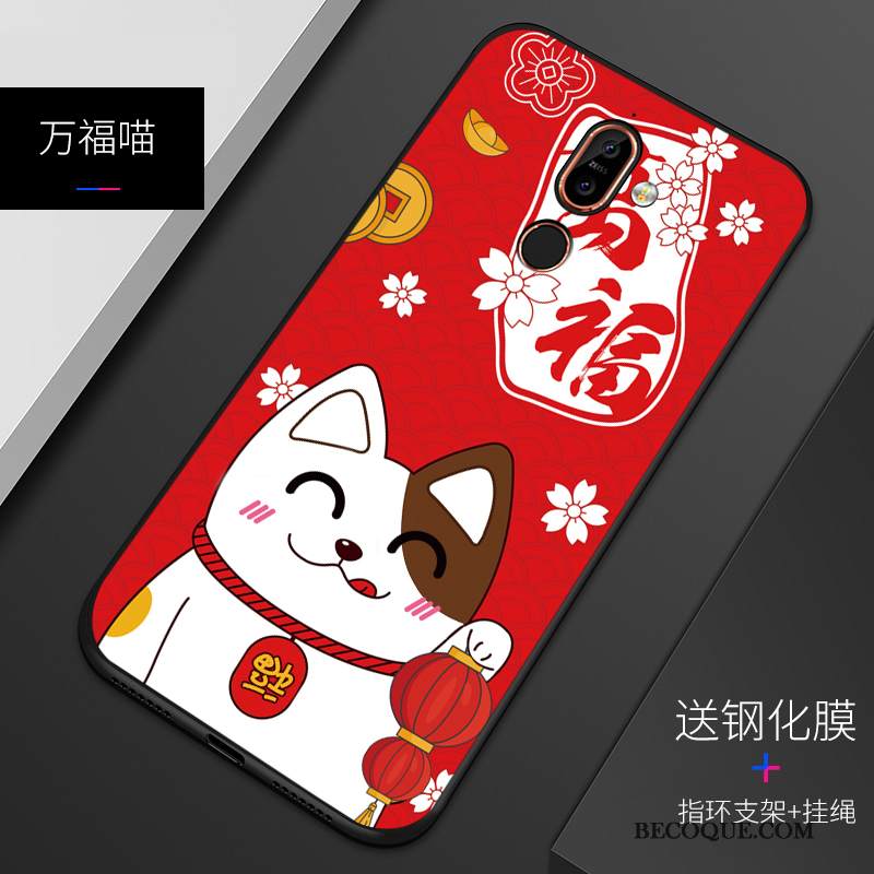 Kuori Nokia 7 Plus Silikoni Puhelimen Kuoret Persoonallisuus, Kotelo Nokia 7 Plus Pehmeä Neste Sininen Pesty Suede