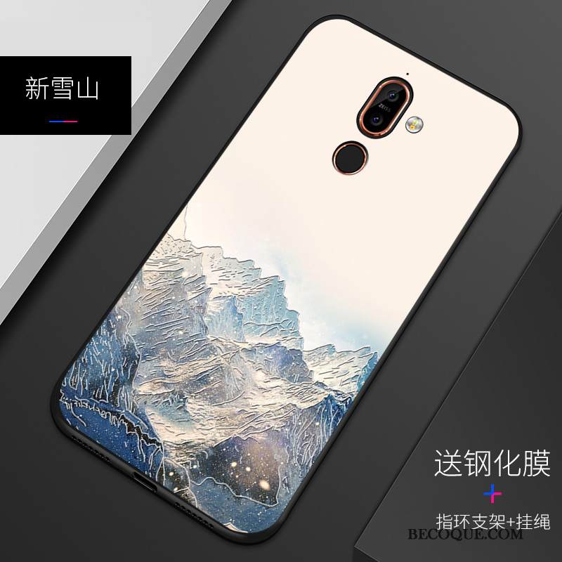 Kuori Nokia 7 Plus Silikoni Puhelimen Kuoret Persoonallisuus, Kotelo Nokia 7 Plus Pehmeä Neste Sininen Pesty Suede