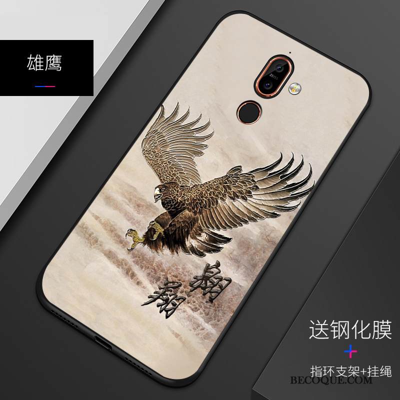 Kuori Nokia 7 Plus Silikoni Puhelimen Kuoret Persoonallisuus, Kotelo Nokia 7 Plus Pehmeä Neste Sininen Pesty Suede