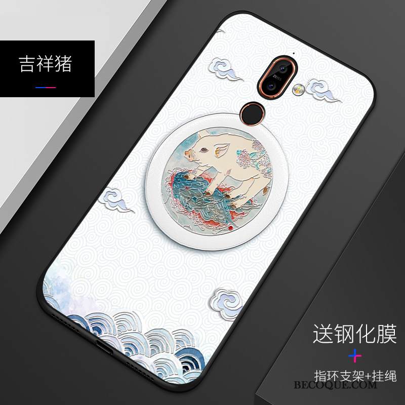 Kuori Nokia 7 Plus Silikoni Puhelimen Kuoret Persoonallisuus, Kotelo Nokia 7 Plus Pehmeä Neste Sininen Pesty Suede