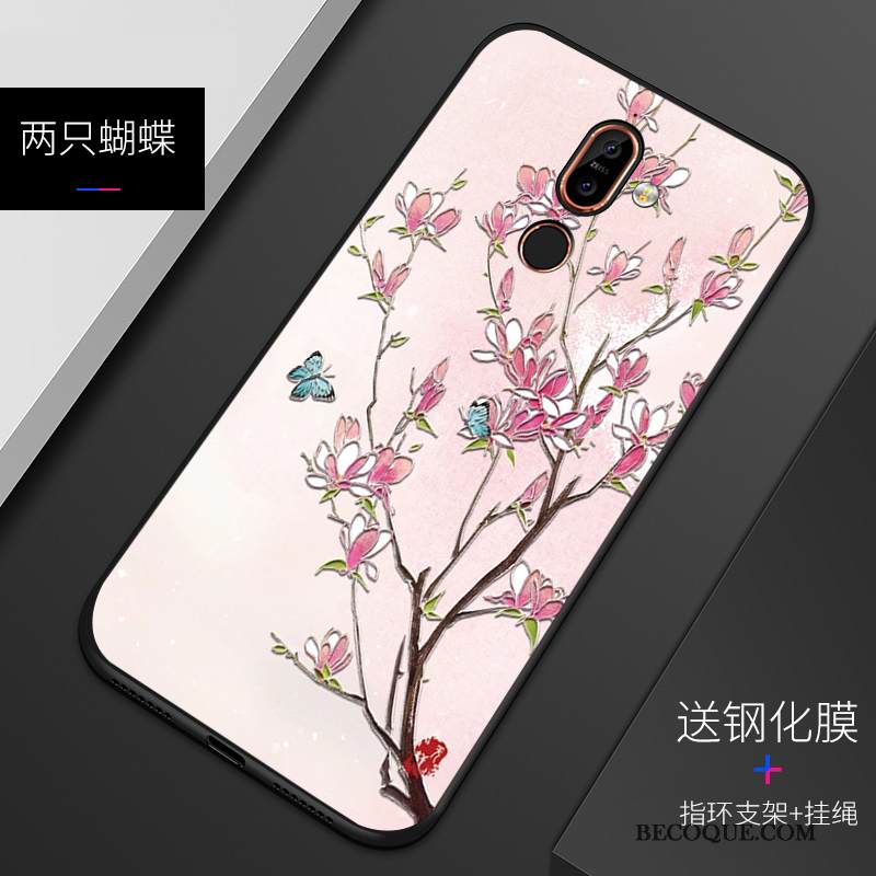 Kuori Nokia 7 Plus Silikoni Puhelimen Kuoret Persoonallisuus, Kotelo Nokia 7 Plus Pehmeä Neste Sininen Pesty Suede