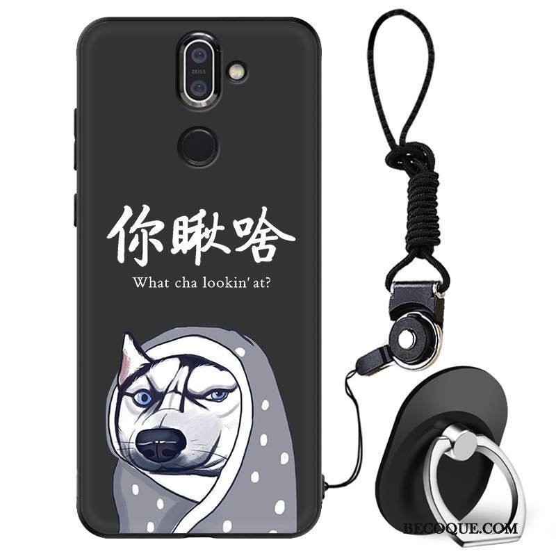 Kuori Nokia 7 Plus Suojaus Murtumaton Musta, Kotelo Nokia 7 Plus Pehmeä Neste Net Red Pesty Suede