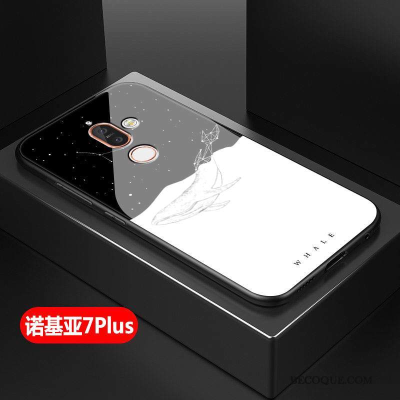 Kuori Nokia 7 Plus Suojaus Musta Persoonallisuus, Kotelo Nokia 7 Plus Laukut Puhelimen Kuoret Lasi