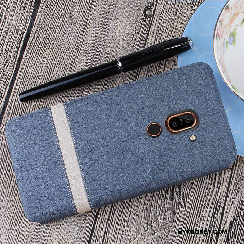 Kuori Nokia 7 Suojaus Murtumaton Puhelimen Kuoret, Kotelo Nokia 7 Nahka Trendi Sininen