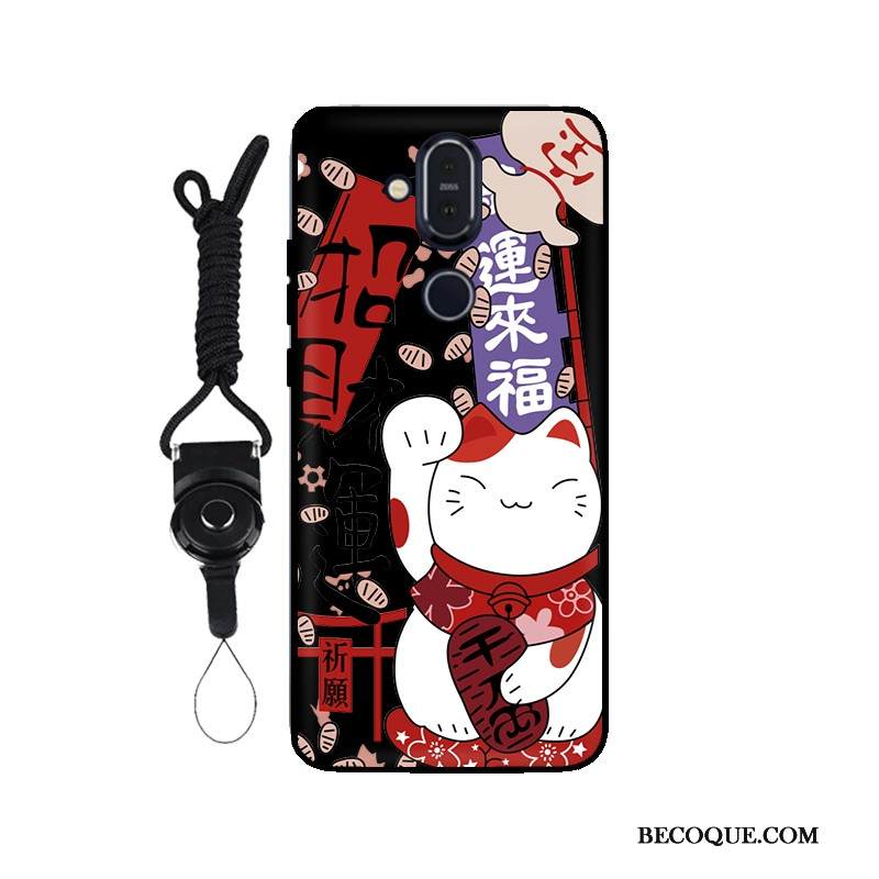 Kuori Nokia 8.1 Laukut Muokata Musta, Kotelo Nokia 8.1 Suojaus Ripustettavat Koristeet Malli