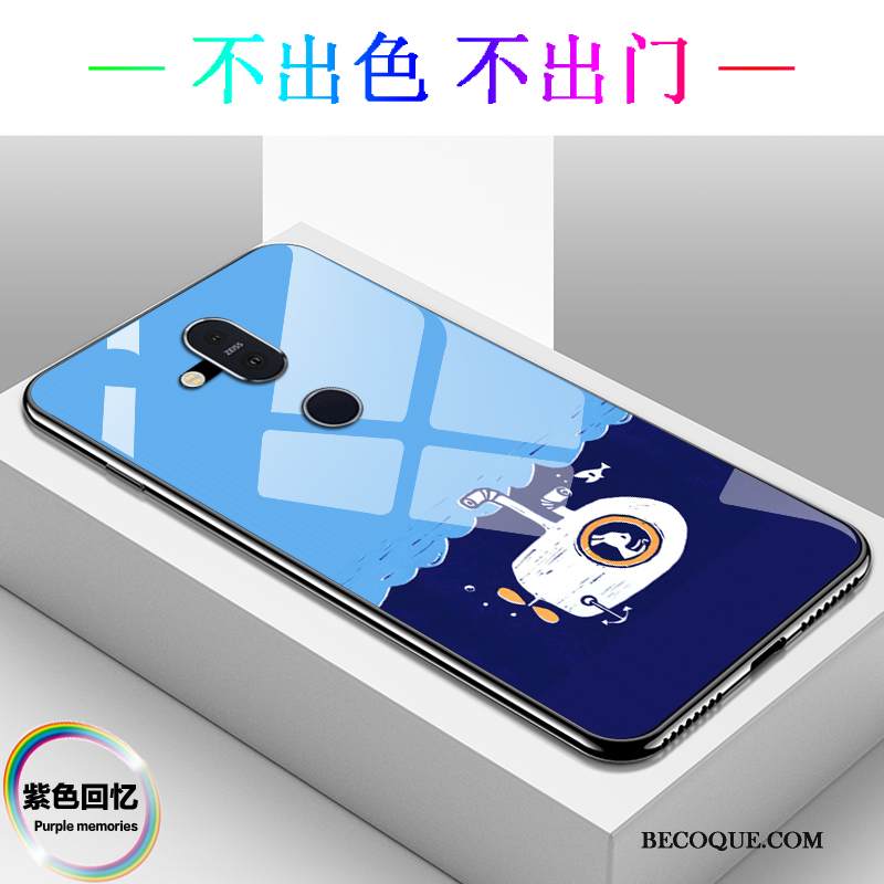 Kuori Nokia 8.1 Laukut Puhelimen Kuoret Persoonallisuus, Kotelo Nokia 8.1 Suojaus Lasi Sininen