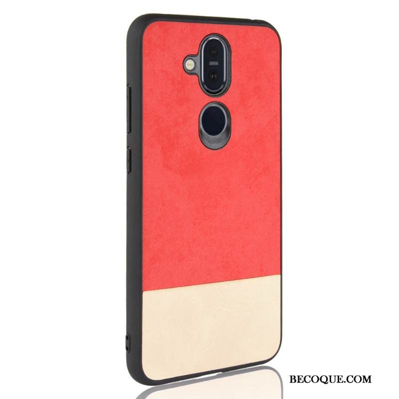 Kuori Nokia 8.1 Nahka Värisävyt Musta, Kotelo Nokia 8.1 Laukut Murtumaton Puhelimen Kuoret