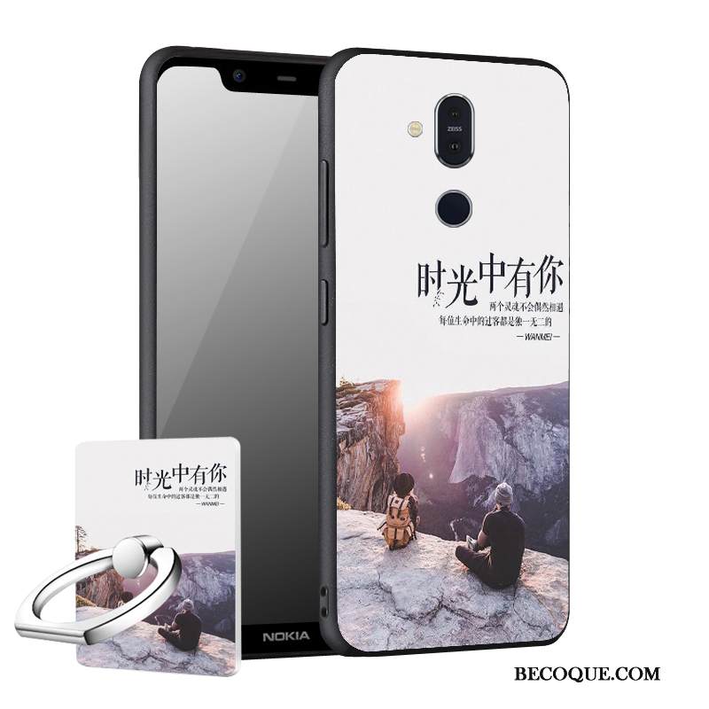 Kuori Nokia 8.1 Pehmeä Neste Punainen Puhelimen Kuoret, Kotelo Nokia 8.1 Tuki Uusi Pesty Suede