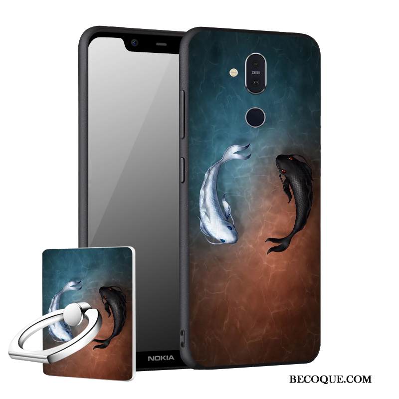 Kuori Nokia 8.1 Pehmeä Neste Punainen Puhelimen Kuoret, Kotelo Nokia 8.1 Tuki Uusi Pesty Suede