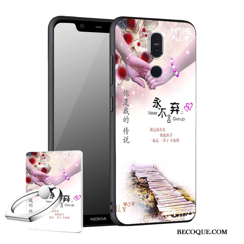 Kuori Nokia 8.1 Pehmeä Neste Punainen Puhelimen Kuoret, Kotelo Nokia 8.1 Tuki Uusi Pesty Suede