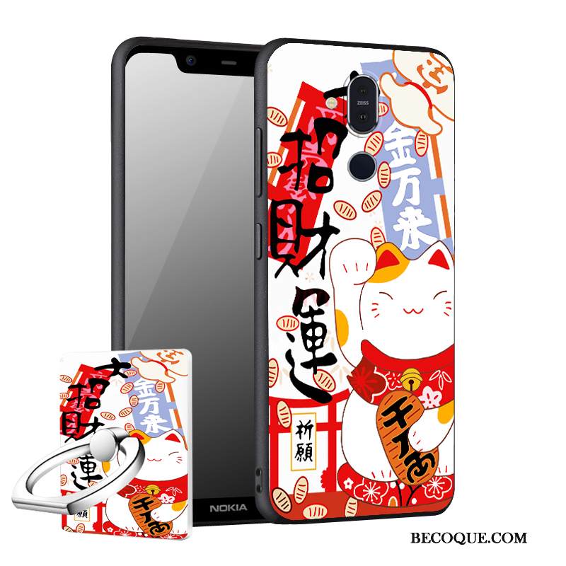 Kuori Nokia 8.1 Pehmeä Neste Punainen Puhelimen Kuoret, Kotelo Nokia 8.1 Tuki Uusi Pesty Suede