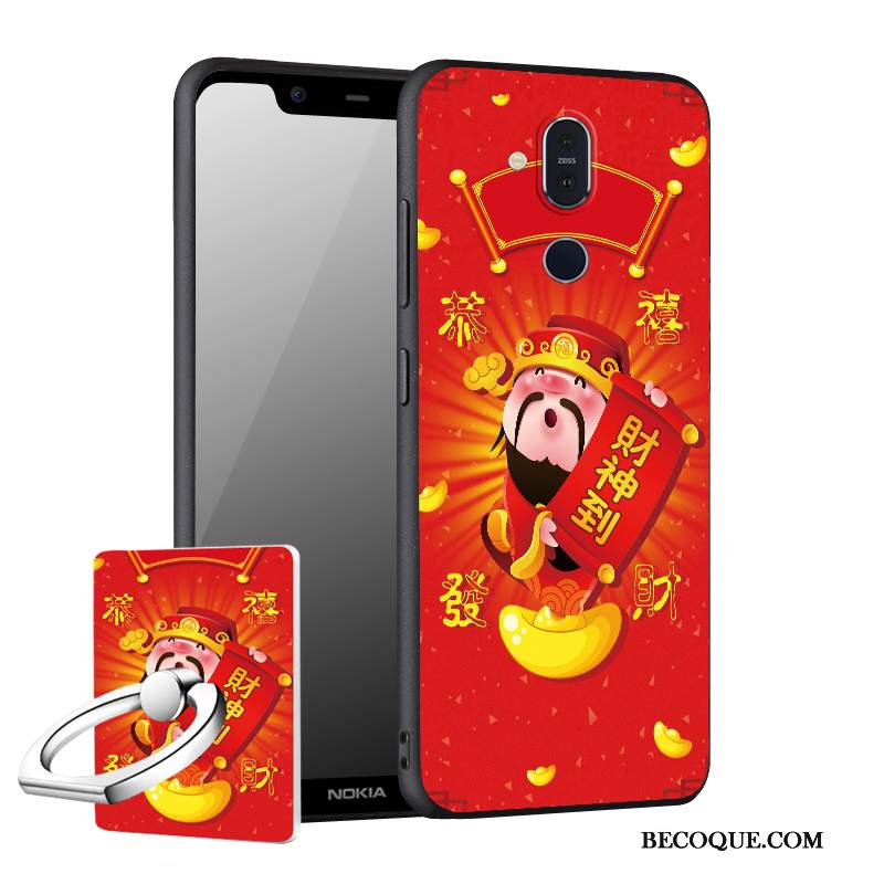 Kuori Nokia 8.1 Pehmeä Neste Punainen Puhelimen Kuoret, Kotelo Nokia 8.1 Tuki Uusi Pesty Suede